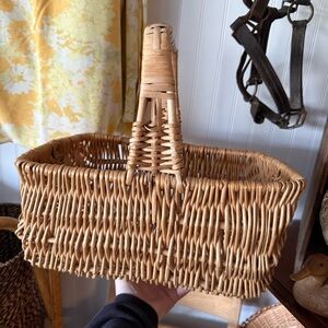 Woven Tan Basket with Handle